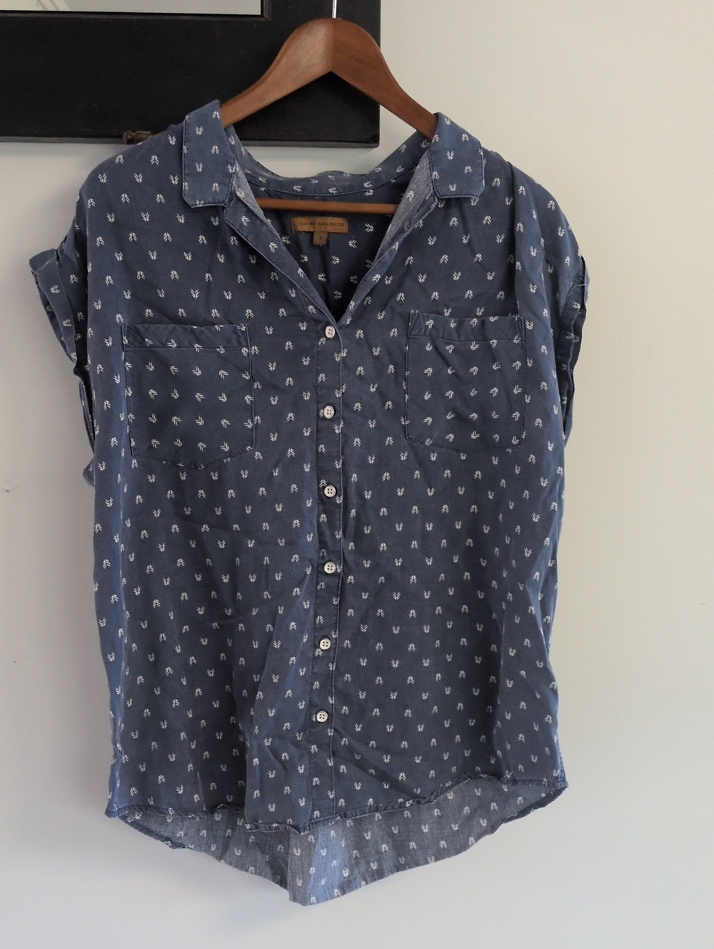 Jach's Girlfriend, Blue Printed Button-Front Shirt